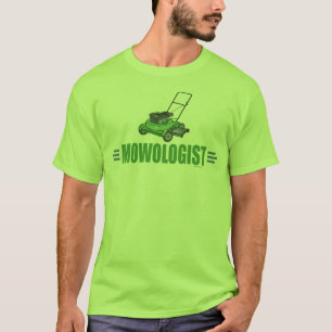 Grasschaafwerende grasschalen in de grasmachine t-shirt