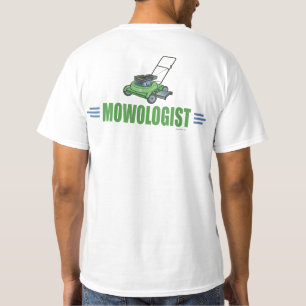 Grasschaafwerende grasschalen in de grasmachine t-shirt