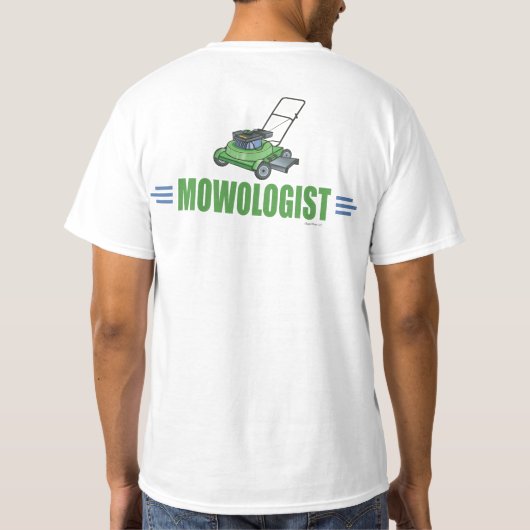 Grasschaafwerende grasschalen in de grasmachine t-shirt (Achterkant)