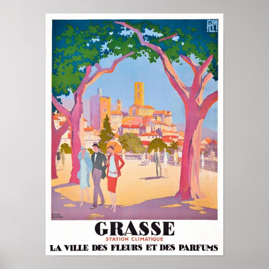 Grasse France vintage travel Poster (Voorkant)
