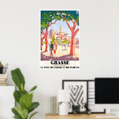 Grasse Franse Riviera Frankrijk Vintage Reisposter Poster (Thuiskantoor)