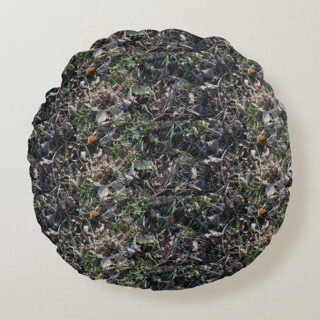 grassen bladpatroon rond kussen (Voorkant)