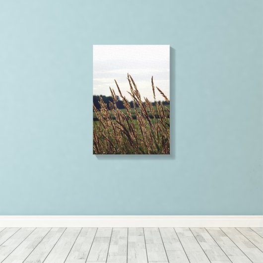 Grassen die in de wind blazen canvas afdruk (Insitu (Houten vloer))