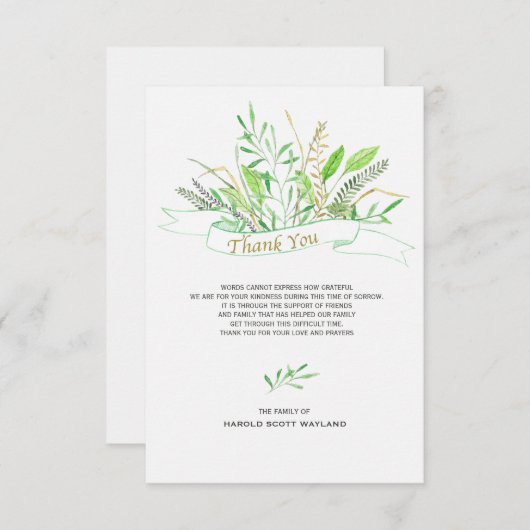 Grassen sympathie Hartelijk dank Bedankkaart (Voorkant / Achterkant)