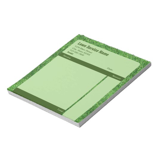 Grasservice Groen bedrijfsverkoopontvangstformulie Notitieblok (Linkerzijde)