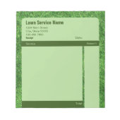 Grasservice Groen bedrijfsverkoopontvangstformulie Notitieblok (Voorkant)