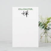 Grasshop met "Zen"-symbool Briefpapier (Staand voorkant)