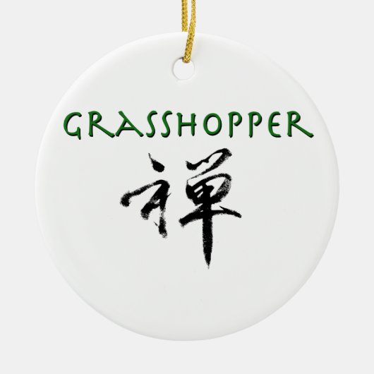 Grasshop met "Zen"-symbool Keramisch Ornament (Voorkant)