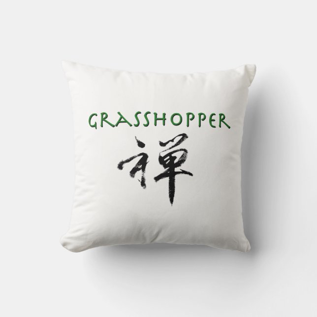 Grasshop met "Zen"-symbool Kussen (Voorkant)