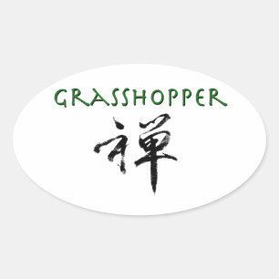 Grasshop met "Zen"-symbool Ovale Sticker