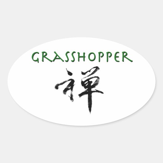 Grasshop met "Zen"-symbool Ovale Sticker (Voorkant)
