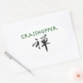 Grasshop met "Zen"-symbool Ovale Sticker (Envelop)