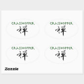 Grasshop met "Zen"-symbool Ovale Sticker (Vel)