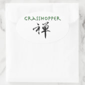 Grasshop met "Zen"-symbool Ovale Sticker (Tas)