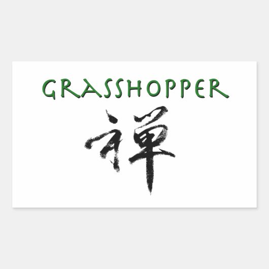 Grasshop met "Zen"-symbool Rechthoekige Sticker (Voorkant)