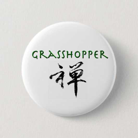 Grasshop met "Zen"-symbool Ronde Button 5,7 Cm (Voorkant)