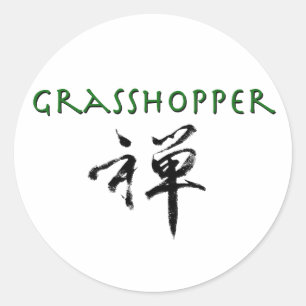 Grasshop met "Zen"-symbool Ronde Sticker