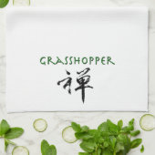 Grasshop met "Zen"-symbool Theedoek (Gevouwen)