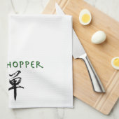 Grasshop met "Zen"-symbool Theedoek (Quarter Fold)
