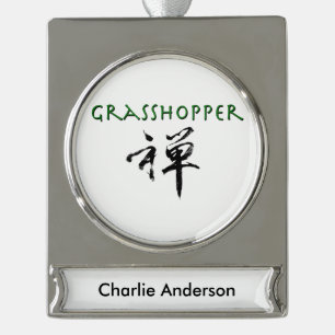 Grasshop met "Zen"-symbool Verzilverd Banner Ornament