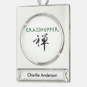Grasshop met "Zen"-symbool Verzilverd Banner Ornament (Links)