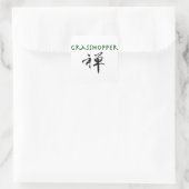 Grasshop met "Zen"-symbool Vierkante Sticker (Tas)