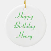 Grasshopper aangepaste verjaardag keramisch ornament (Achterkant)