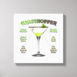GRASSHOPPER Cocktail Recipe Art 12 x 12" Canvas Afdruk