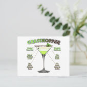 GRASSHOPPER Cocktail Recipe Art Briefkaart (Staand voorkant)