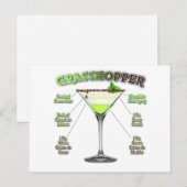 GRASSHOPPER Cocktail Recipe Art Briefkaart (Voorkant / Achterkant)