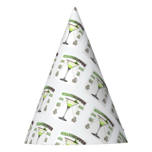 GRASSHOPPER Cocktail Recipe Art Feesthoedjes (Voorkant)