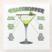 GRASSHOPPER Cocktail Recipe Art Glazen Onderzetter (Voorkant)
