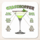 GRASSHOPPER Cocktail Recipe Art Kartonnen Onderzetters (Voorkant)