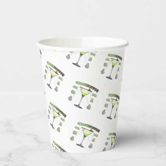 GRASSHOPPER Cocktail Recipe Art  Papieren Bekers (Links)