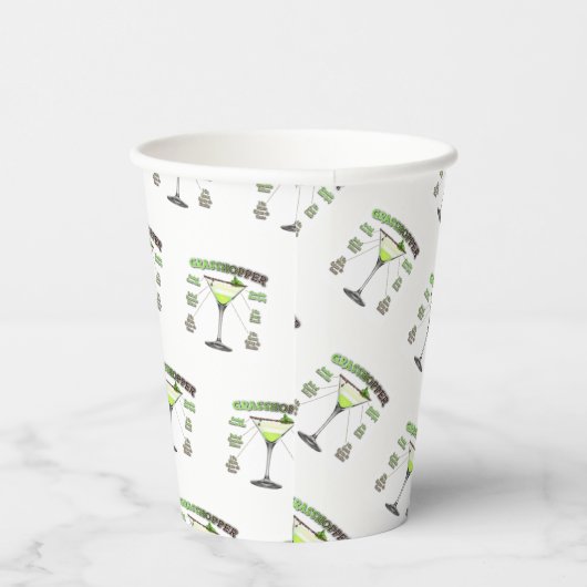 GRASSHOPPER Cocktail Recipe Art Papieren Bekers (Rechts)