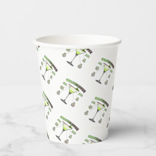 GRASSHOPPER Cocktail Recipe Art  Papieren Bekers (Voorkant)