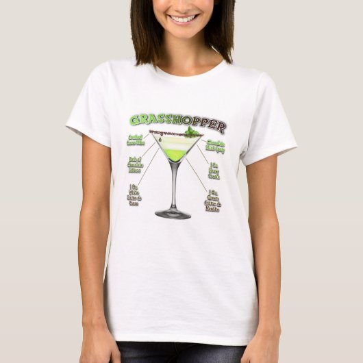 GRASSHOPPER Cocktail Recipe Art T-shirt (Voorkant)