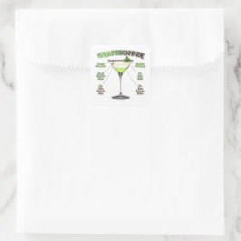 GRASSHOPPER Cocktail Recipe Art Vierkante Sticker