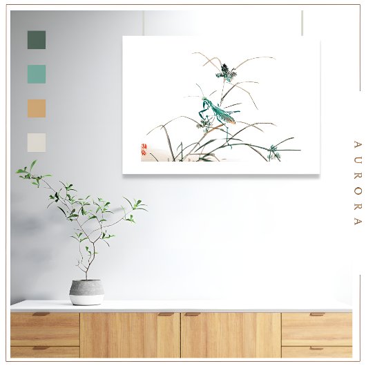 Grasshopper door Kono Bairei (1844-1895) Poster