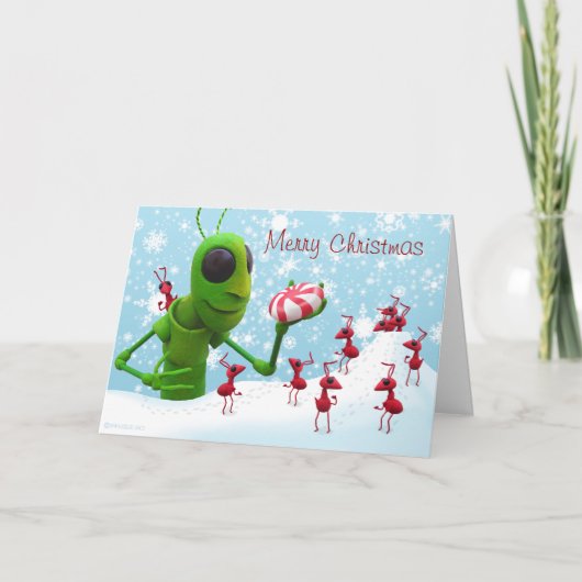 Grasshopper en mieren kerst Kaart (Voorkant)