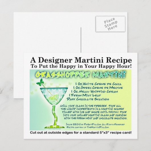 Grasshopper Martini Recept Briefkaart (Voorkant / Achterkant)