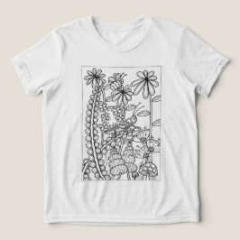 Grasshopper met fantasiebloemen Tri-Blend shirt