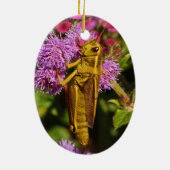 Grasshopper op Ageratum Keramisch Ornament (Achterkant)