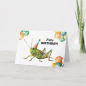 Grasshopper Party Pet Waterverf Happy Birthday Kaart (Voorkant)