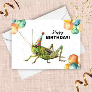 Grasshopper Party Pet Waterverf Happy Birthday Kaart