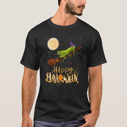 Grasshopper Ride Witch Shotgun Grasshopper Hallowe T-shirt (Voorkant)