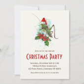 Grasshopper Santa Hat Poinsettias Kerstfeest Kaart (Voorkant)