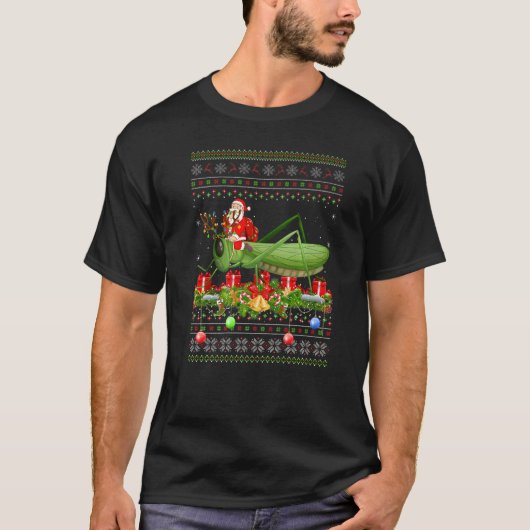 Grasshopper  Ugly Santa Riding Grasshopper Christm T-shirt (Voorkant)