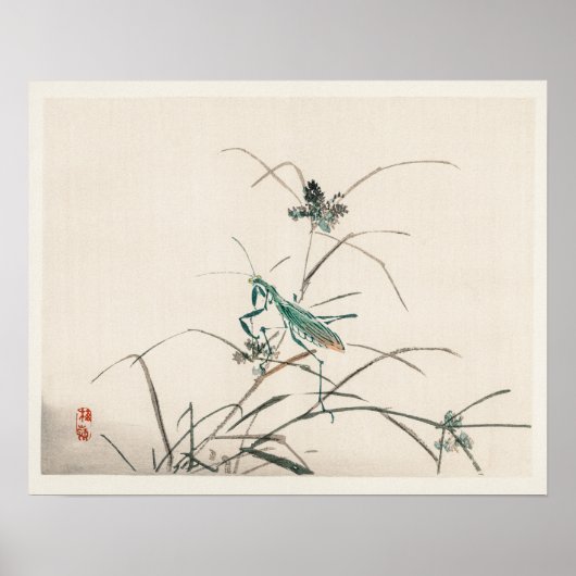 Grasshopper van Kono Bairei (1844-1895) Poster (Voorkant)