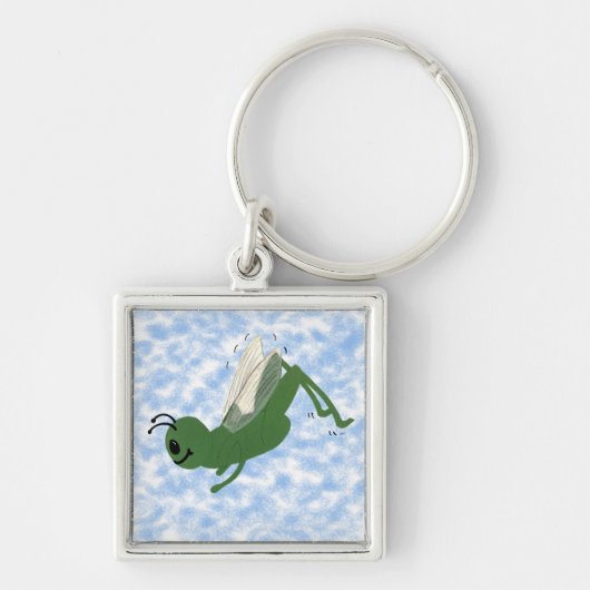 Grasshopper Whimsical Cartoon Art Sleutelhanger (Voorkant)